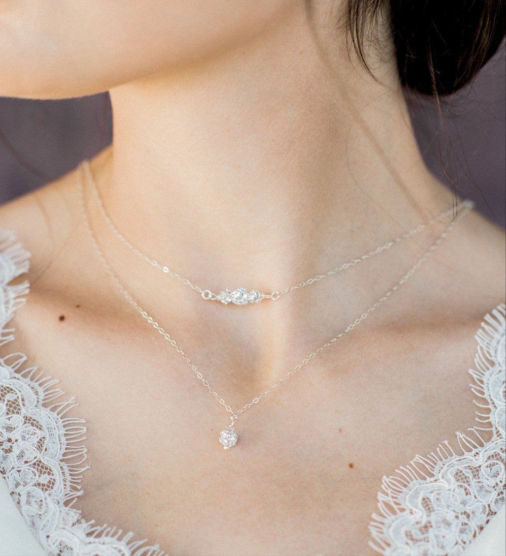 MAELET Double Layered Crystal Bridal Necklace Blair Nadeau
