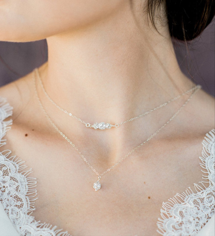 sterling silver crystal rhinestone bridal necklace for classic brides made in toronto by blair nadeau bridal adornments