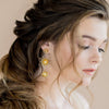 Gold starburst statement earrings with pearls - blair nadeau bridal adornments, whitney heard photography 