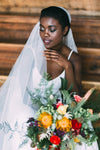 wide tulle juliet cap veil with crystals. handmade in toronto canada by blair nadeau bridal