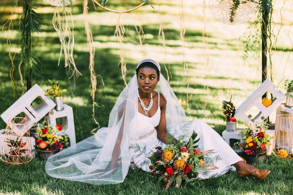 wide tulle juliet cap veil with crystals. handmade in toronto canada by blair nadeau bridal