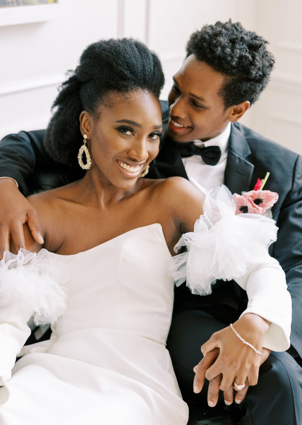 gold crystal and pearl long statement earrings for brides