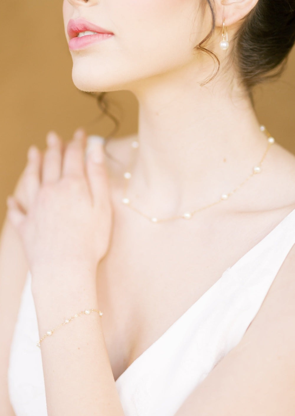 classic  pearl drop earrings in gold filled for brides wedding jewellery