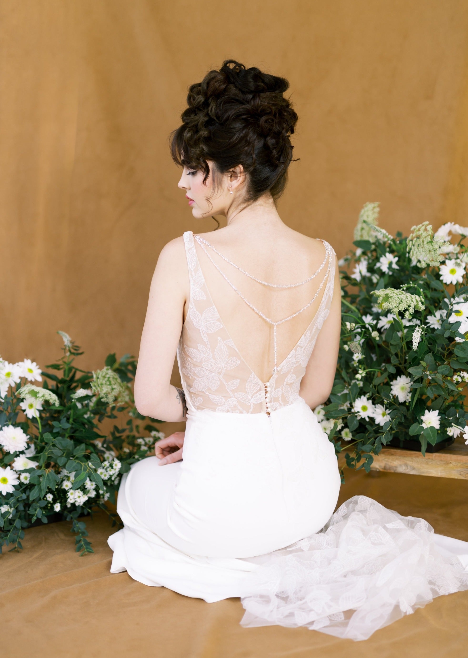 tiny rose gold crystal teardrop bridal earrings for weddings