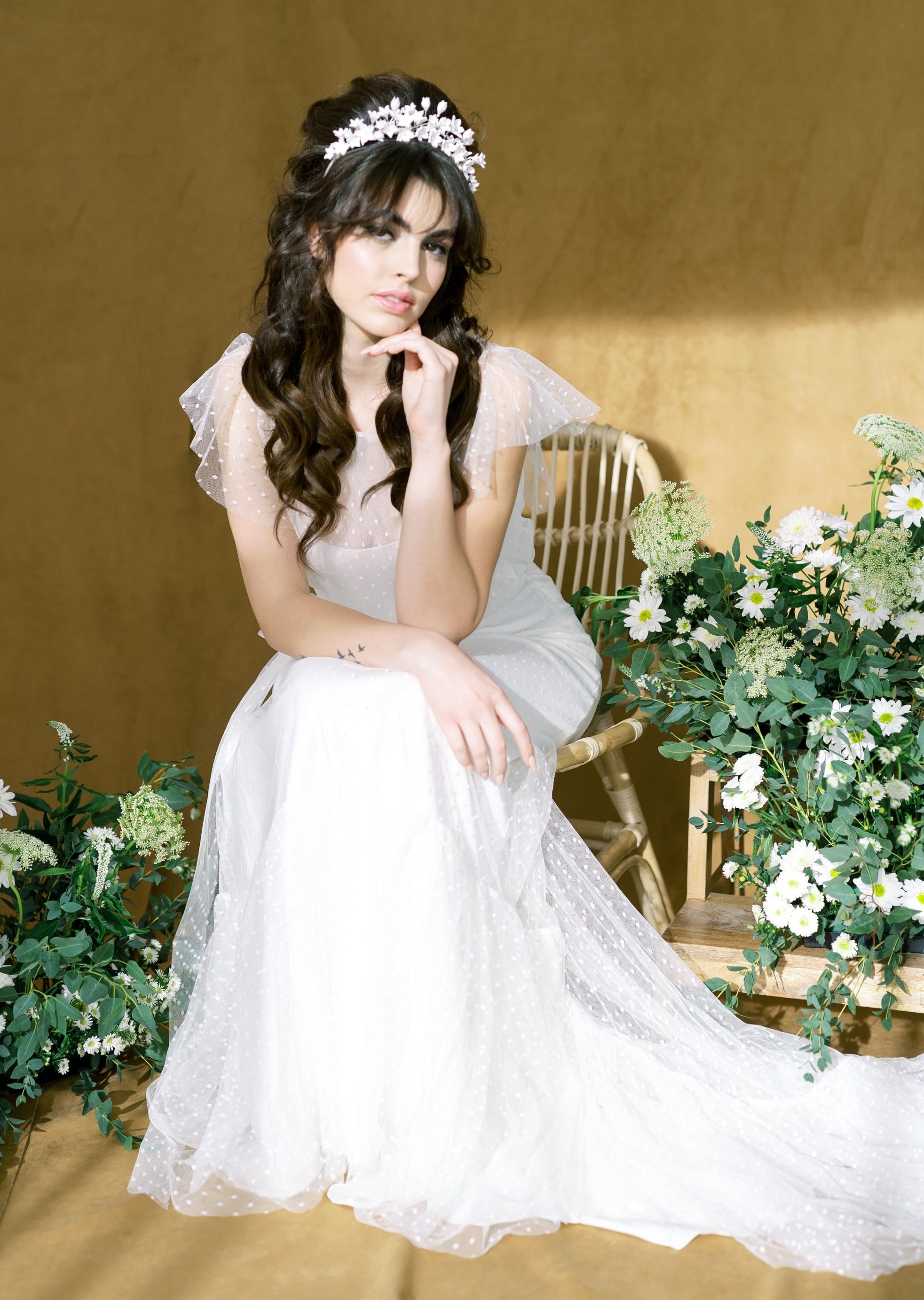 vintage inspired floral bridal crown for weddings