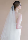 off white tiered modern cut handkercheif wedding veil with blusher- handmade in toronto ontario canada - blair nadeau bridal adornments - whitney heard photography