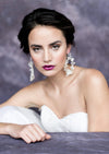 dramatic statement bridal hoops with clay flowers, pearls and crystals