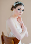 statement bridal coronet with clay flowers, leaves, pearls and crystals-  blair nadeau bridal adornments - handmade in toronto ontario canada - whitney heard photography