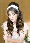 simple bandeau birdcage veil on headband with hairbow 
