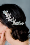 Crystal Leaf Clay Flower Bridal Hair Vine for Updo - available in silver, gold, rose gold and brass - Made in Toronto Ontario Canada - Blair Nadeau Bridal -