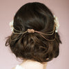 rose gold bridal hair chain with silk flowers, lace and crystals. made by hand in toronto canada by blair nadeau