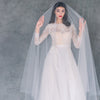 waltz length extra long bridal drop veil with blusher. made in toronto by blair nadeau 