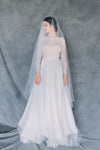 Pure White Hand Beaded Modern Swarovski Pearl Bridal Drop Veil - Made in Toronto Ontario Canada - Blair Nadeau Bridal - Whitney Heard Photography