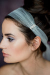 Ivory Crystal Beaded Lace Tulle Bridal Headband Veil - Handmade in Toronto Canada - Blair Nadeau Bridal Adornments - Whitney Heard Photography