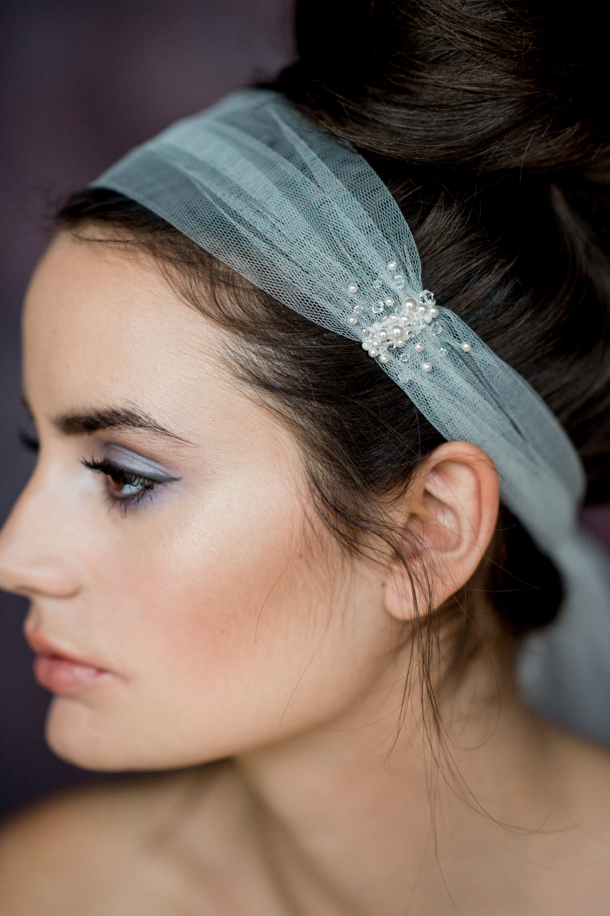 ESTELITA Beaded Lace Tulle Headband Veil – Blair Nadeau Bridal Adornments