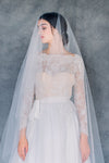 White Hand Beaded Modern Swarovski Pearl Bridal Drop Veil - Made in Toronto Ontario Canada - Blair Nadeau Bridal - Whitney Heard Photography