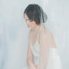 simple ivory wedding drop veil with blusher, handmade in canada by blair nadeau