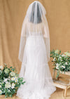 cool minimalist bridal veil in waltz length with mini blusher