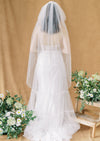 cool minimalist bridal veil in waltz length with mini blusher