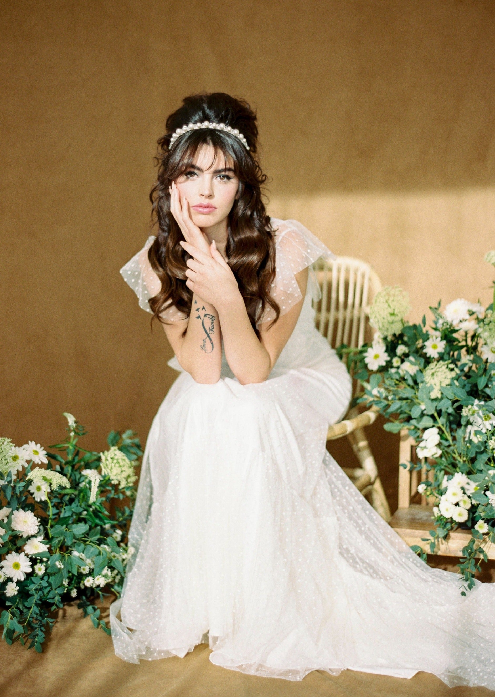 studded pearl hairband for alternative brides