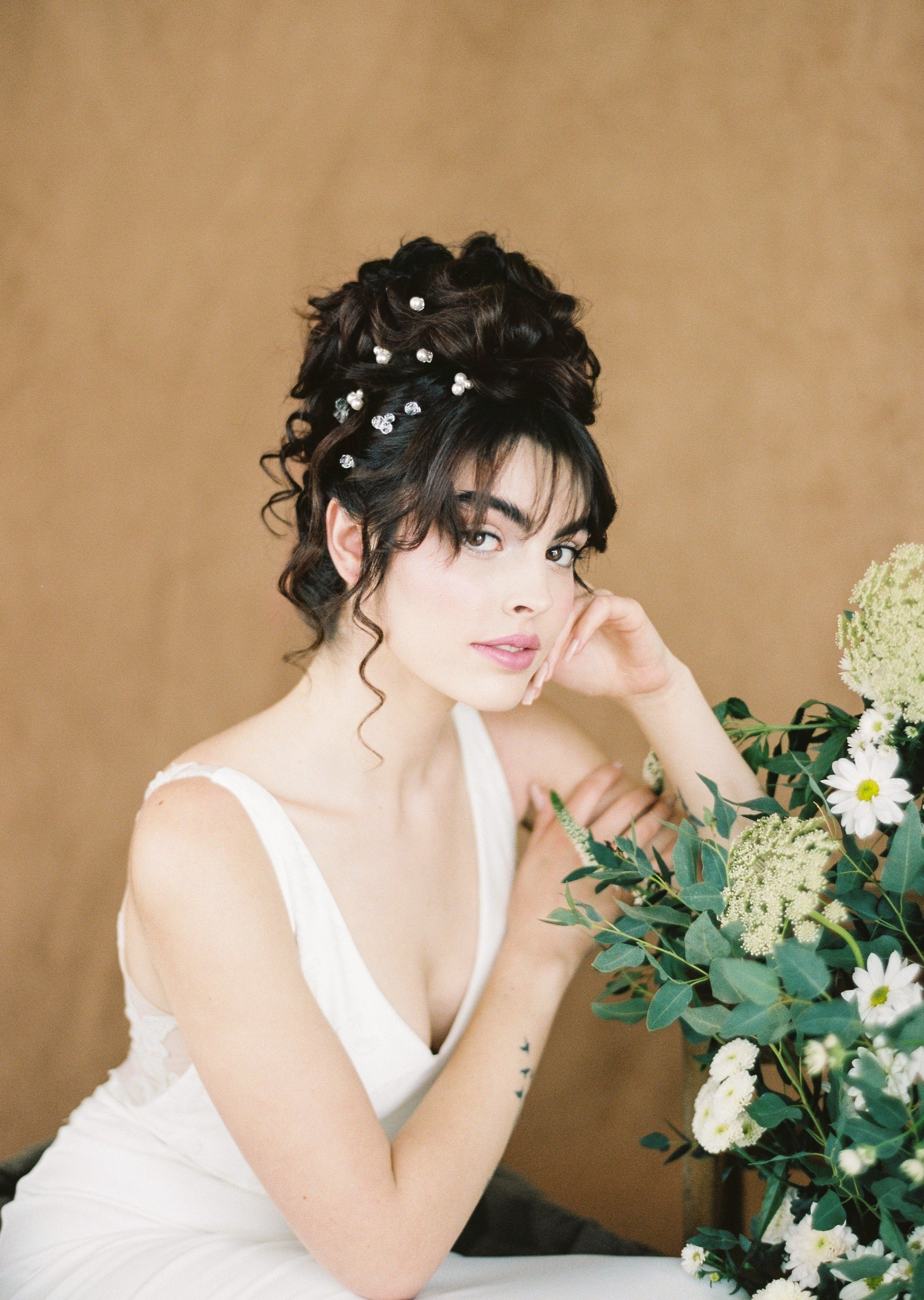 ivory pearl bridal hairpin set