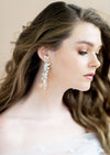 Ivory and rose gold Flower and Vine crystal pearl statenent earrings - blair nadeau bridal adornments - whitney heard photography