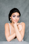 Statement Gold Rhinestone Ivory Pearl Drop Earrings - Made in Toronto Ontario Canada - Blair Nadeau Bridal - Whitney  Heard Photography