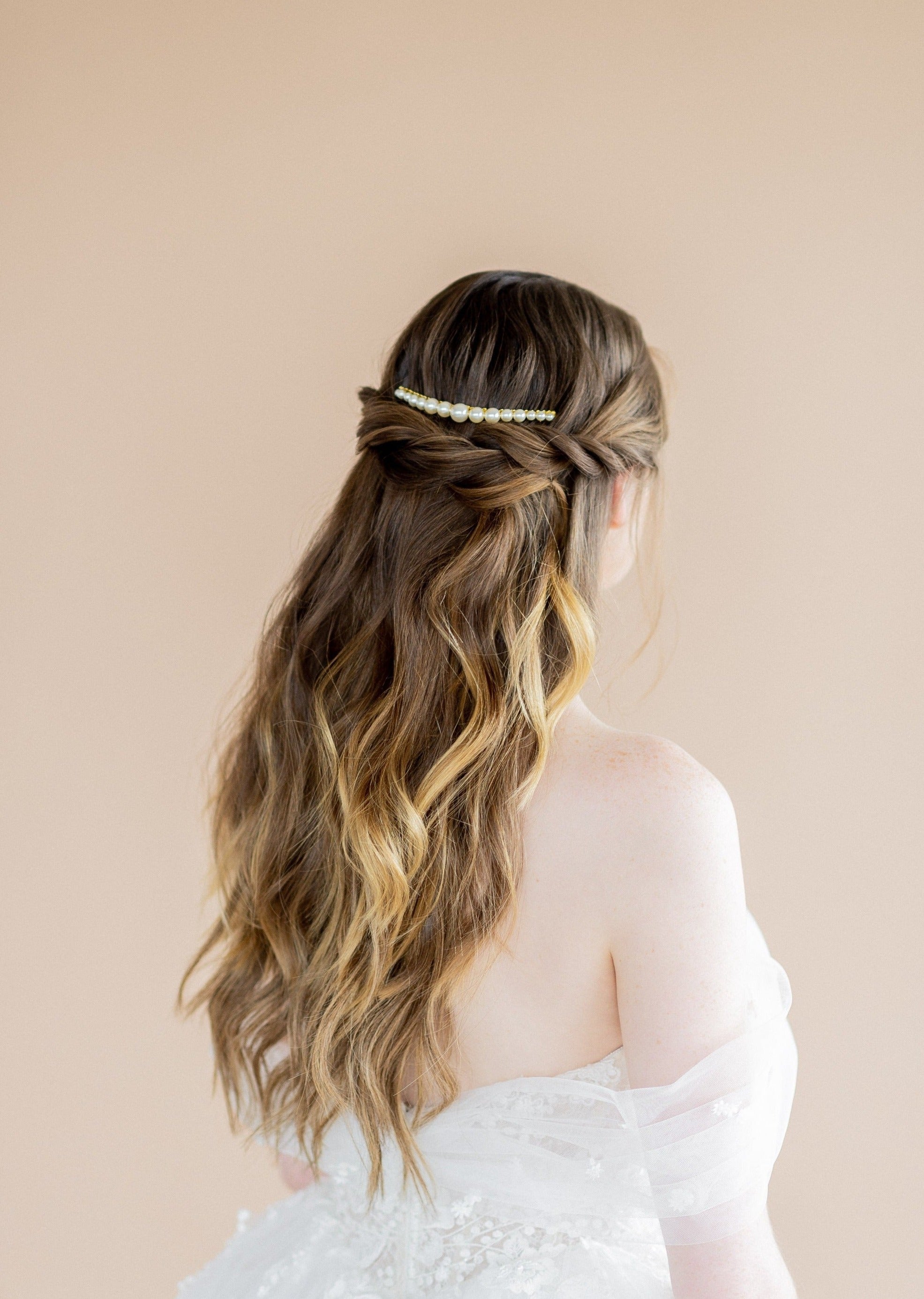 silver pearl haircomb for brides in canada